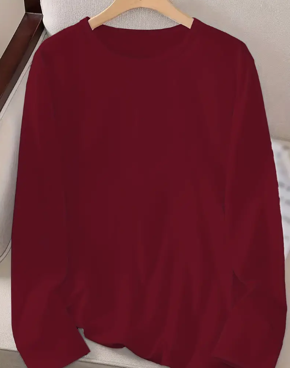 Camiseta Casual de Manga Larga con Cuello Redondo - Talla L-5