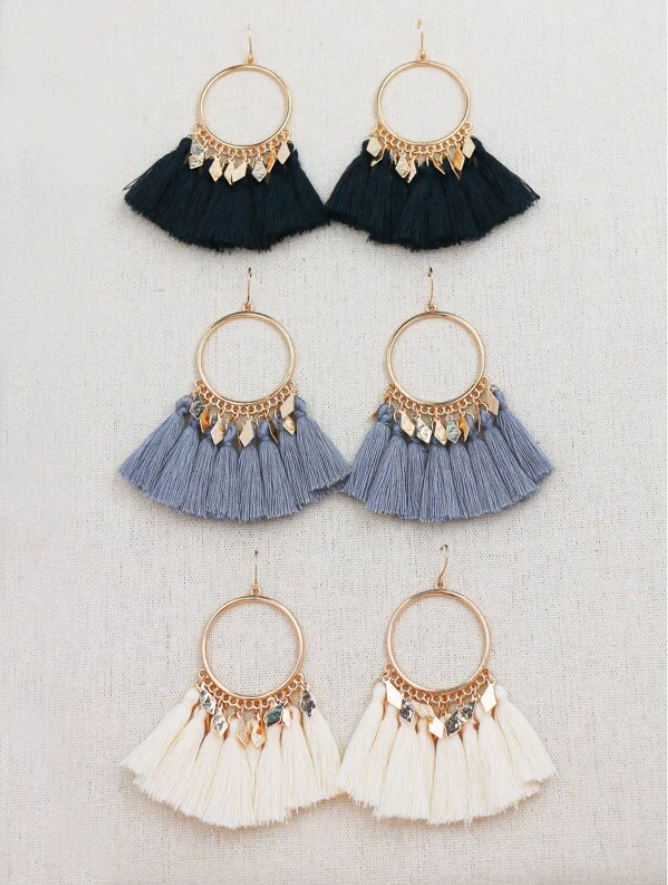 Pendientes con Detalles de Flecos Multicolor-3