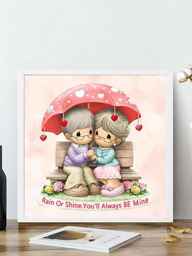 Pintura de Diamantes DIY - Pareja Bajo la Lluvia-1