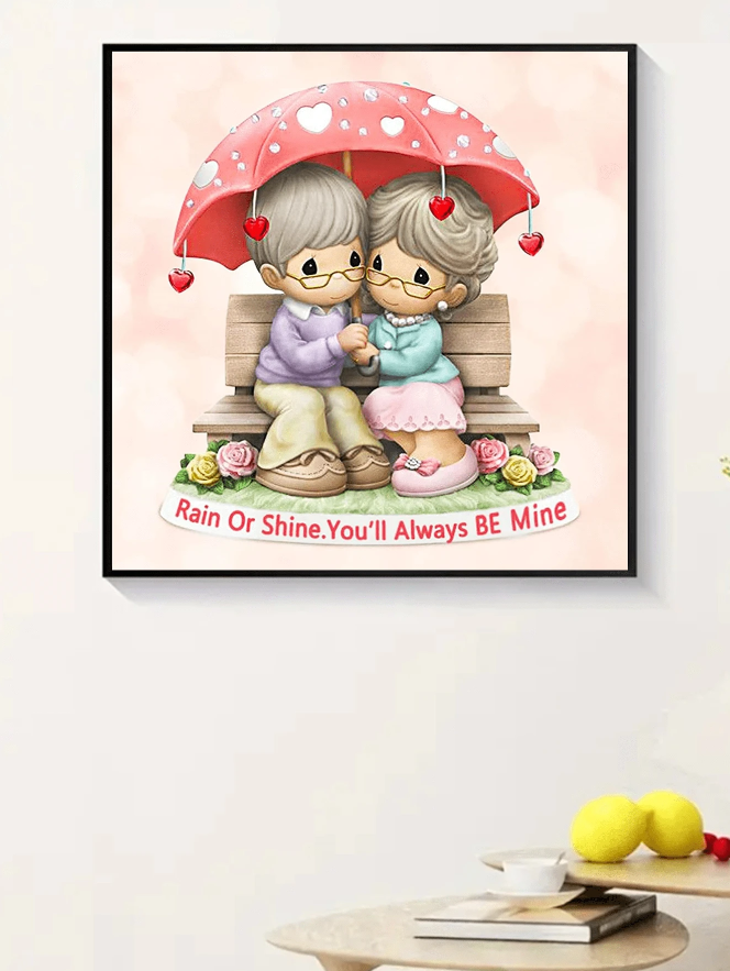 Pintura de Diamantes DIY - Pareja Bajo la Lluvia-2