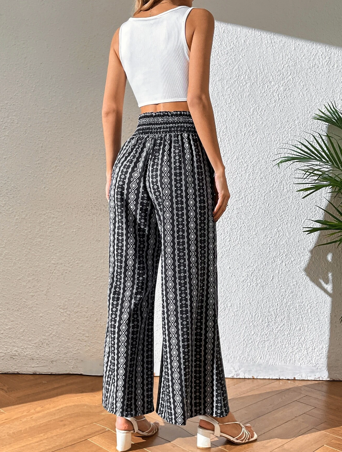 Pantalones Bohemios de Pierna Ancha Geometricos-1