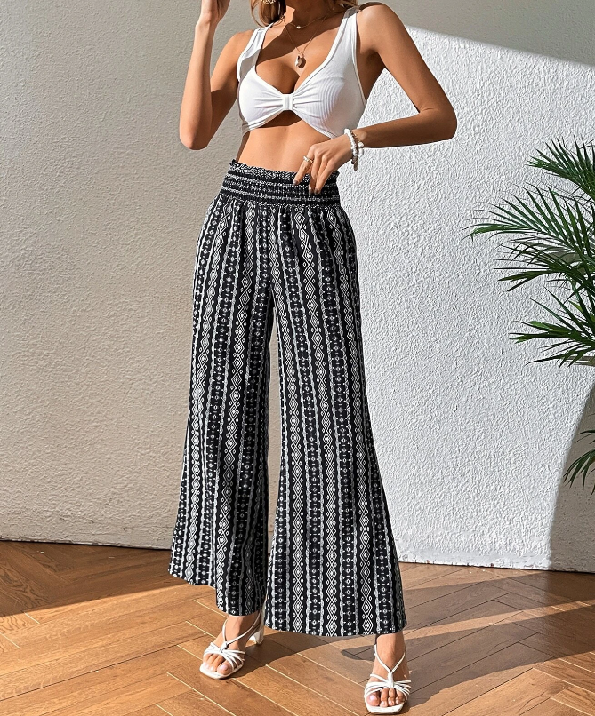 Pantalones Bohemios de Pierna Ancha Geometricos-2