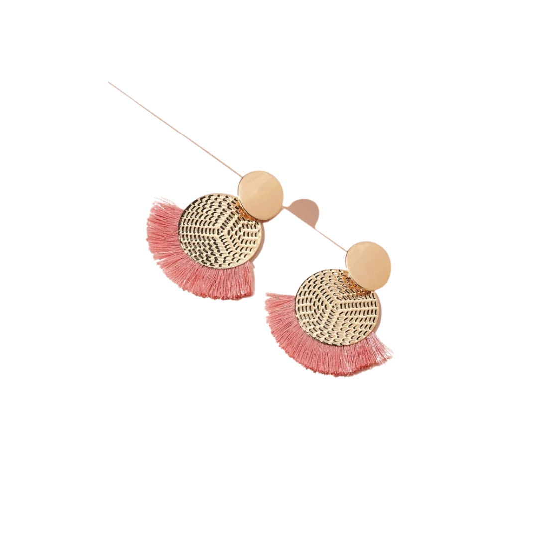 Pendientes de Flecos Rosa-0