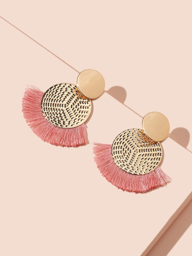 Pendientes de Flecos Rosa-1