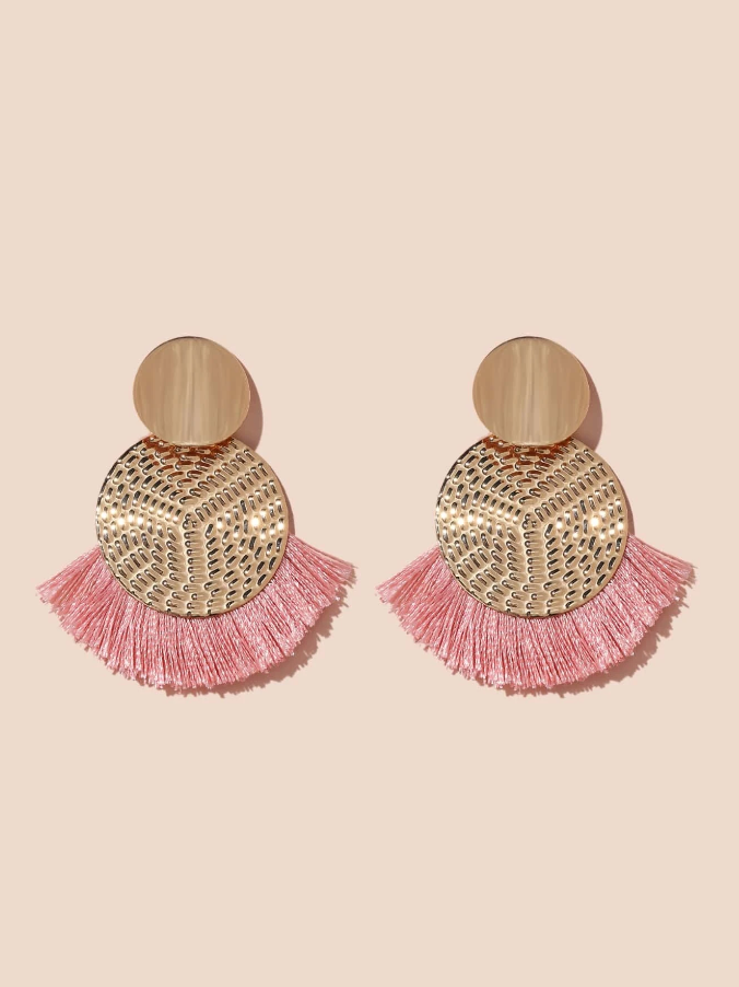 Pendientes de Flecos Rosa-2