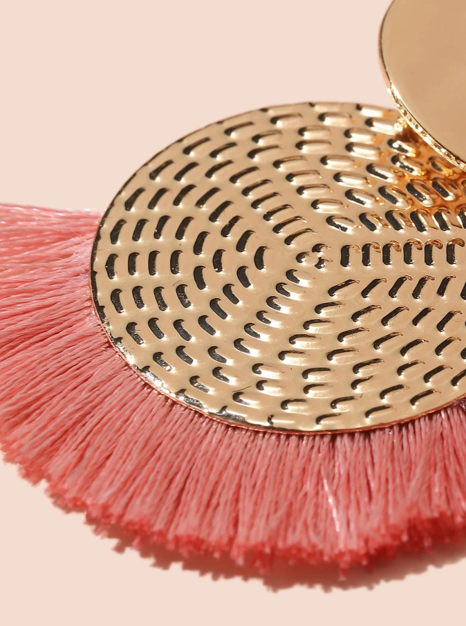 Pendientes de Flecos Rosa-3