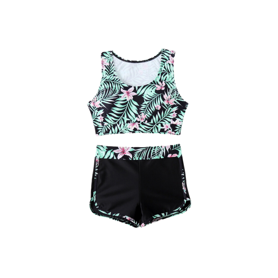 🌺 Bikini Deportivo con Estampado Tropical – 2 Piezas - Talla 8 años-0