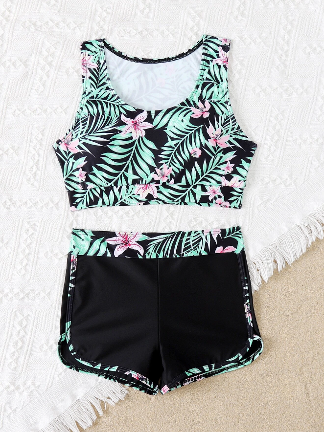🌺 Bikini Deportivo con Estampado Tropical – 2 Piezas - Talla 8 años-4