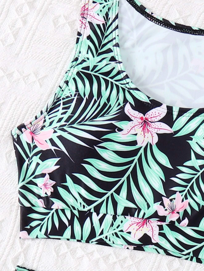 🌺 Bikini Deportivo con Estampado Tropical – 2 Piezas - Talla 8 años-5