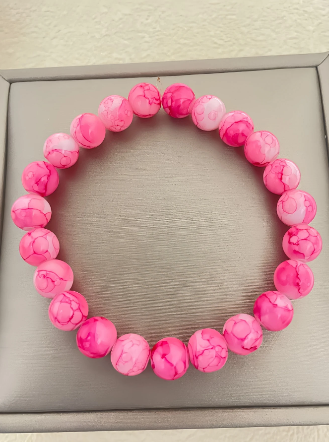 🌸 Pulsera de Jaspe Rosa Marmolado -2