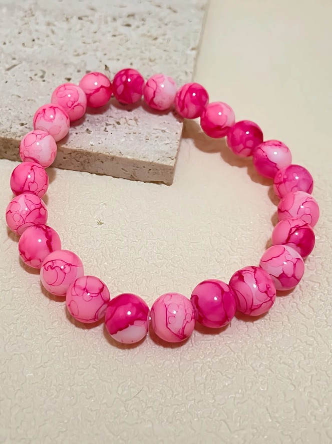 🌸 Pulsera de Jaspe Rosa Marmolado -3