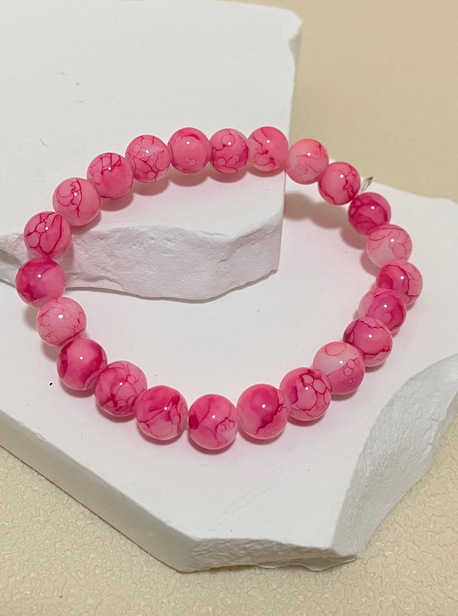 🌸 Pulsera de Jaspe Rosa Marmolado -4