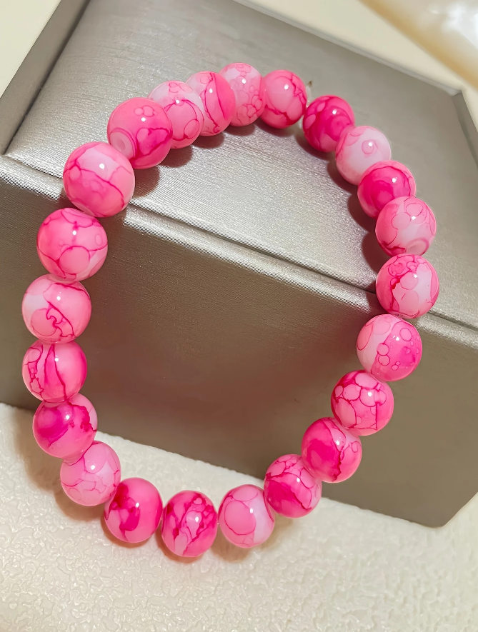 🌸 Pulsera de Jaspe Rosa Marmolado -5