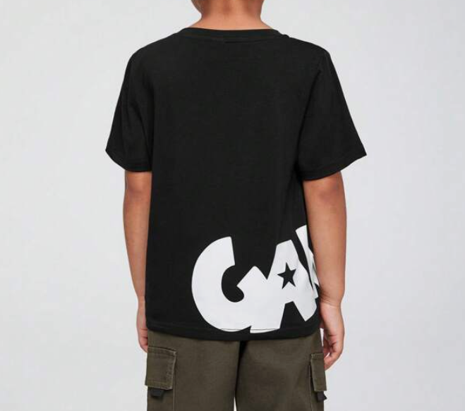 Camiseta Negra Casual para Niño con Estampado de Letras ⚡🖤 - Talla 7 años-3