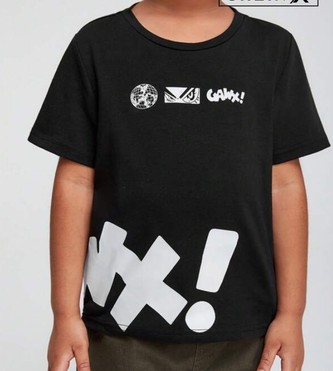 Camiseta Negra Casual para Niño con Estampado de Letras ⚡🖤 - Talla 7 años-6