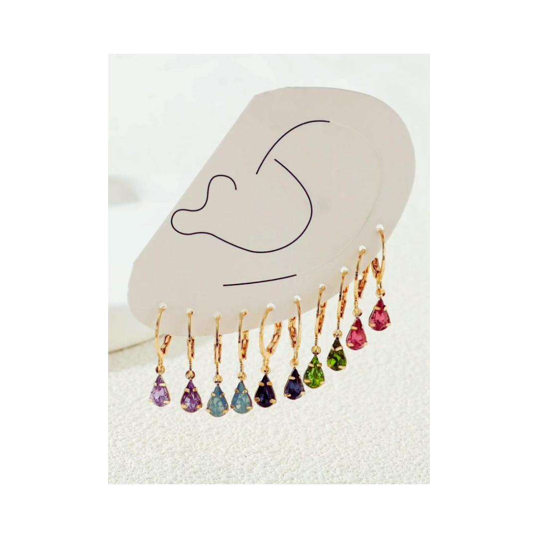 Aretes de Colores con Cristales de Vidrio-0