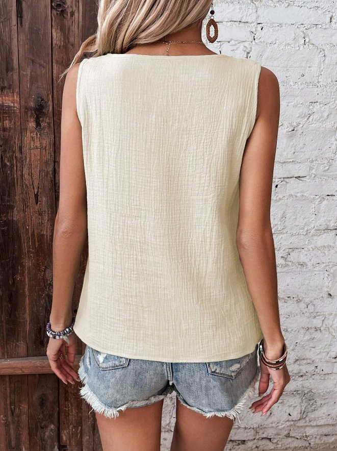 🍑 Top de Tirantes con Nudo en la Espalda y Escote en V - Talla L-1