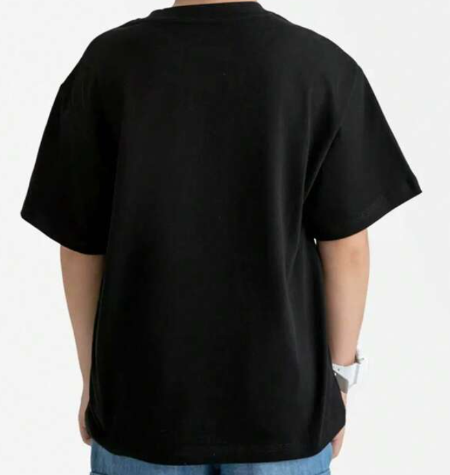 Camiseta Oversize con Estampado de Oso y Letras - Color Negro-3