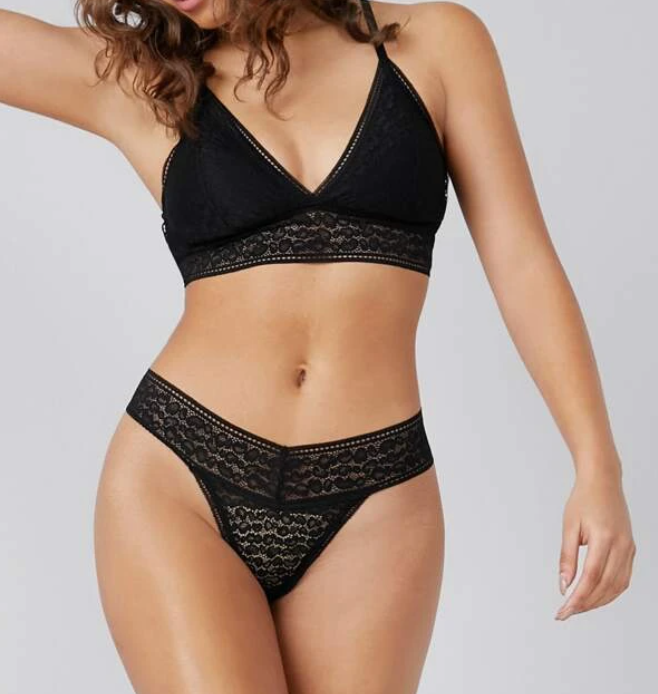 Tanga de Encaje - Negro - Talla 2XL-2