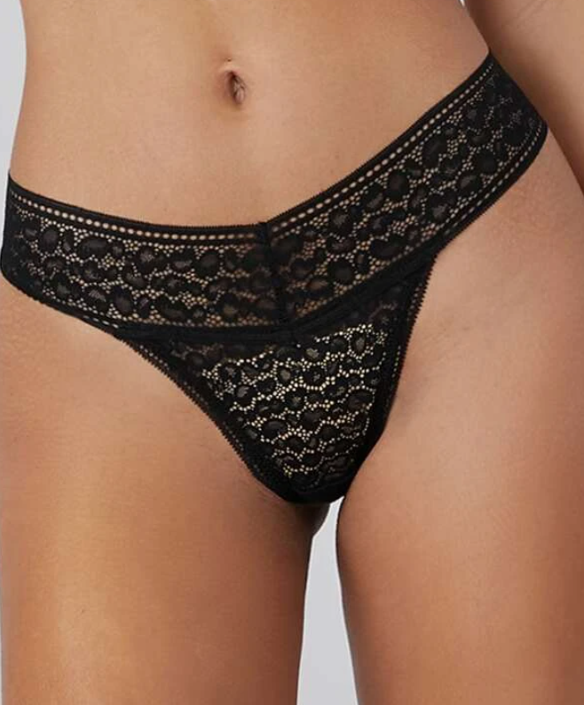 Tanga de Encaje - Negro - Talla 2XL-4