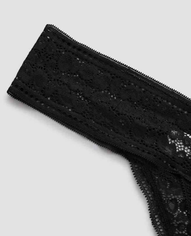 Tanga de Encaje - Negro - Talla 2XL-6