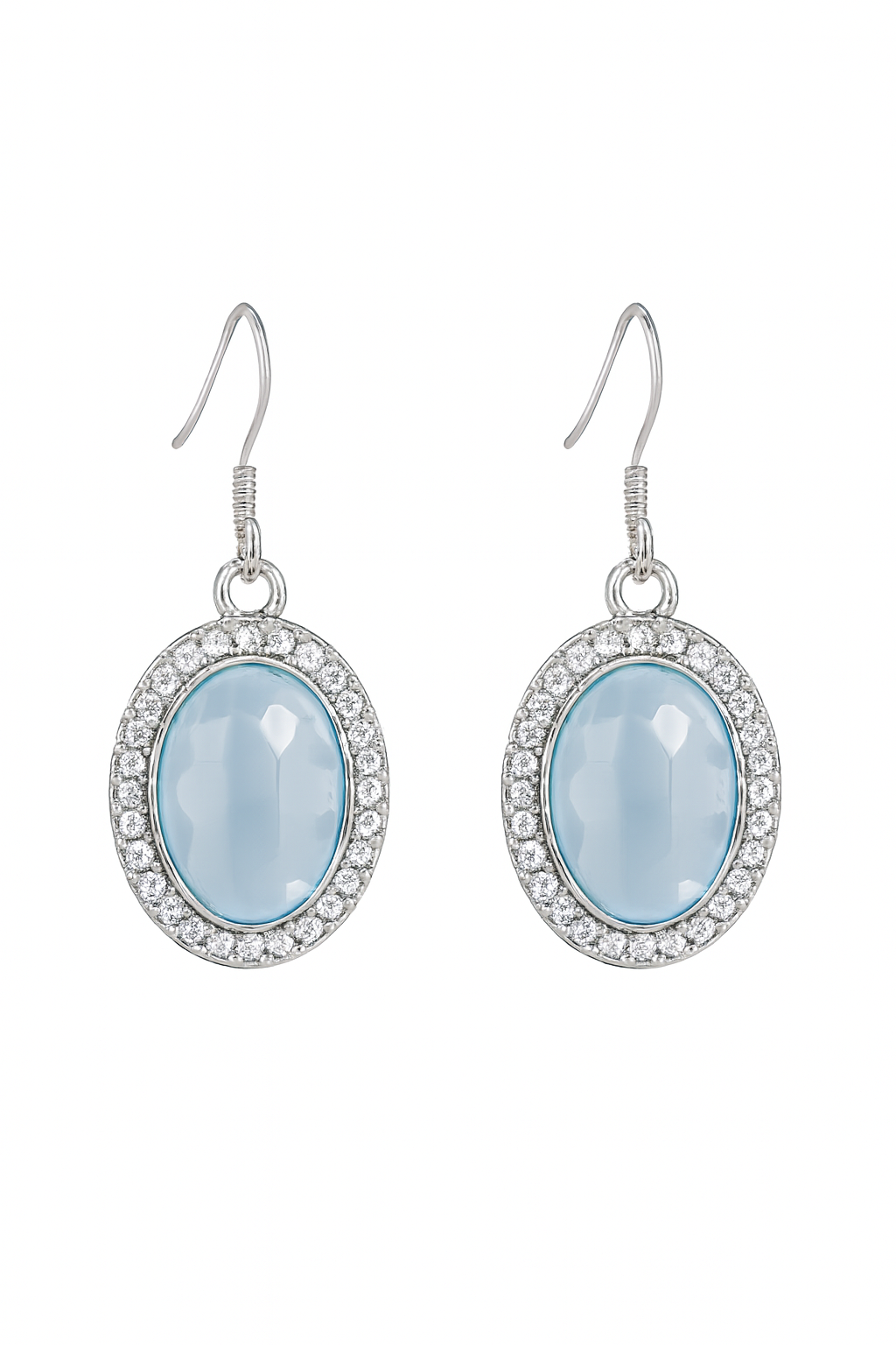💎 Pendientes Elegantes – Gema Celeste & Halo de Diamantes de Imitación-0