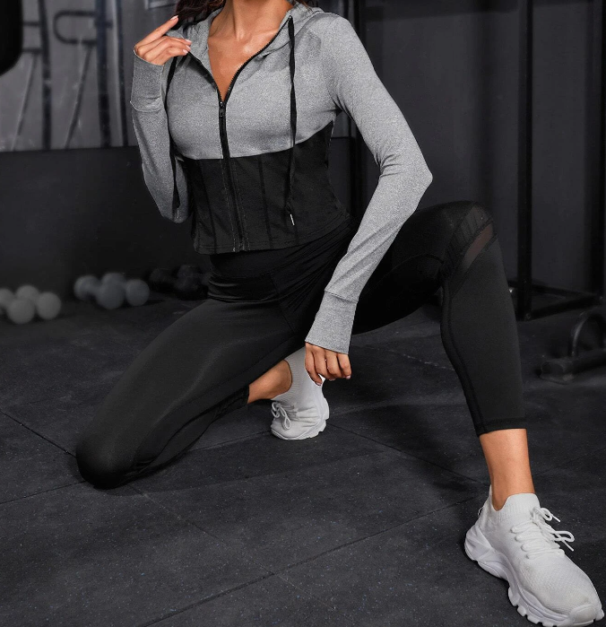 Sudadera de Yoga con Capucha y Cremallera-2