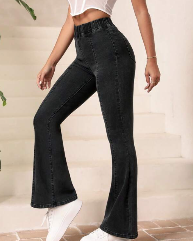 Pantalón de Mezclilla Negro de Pierna Amplia - Talla 40-5
