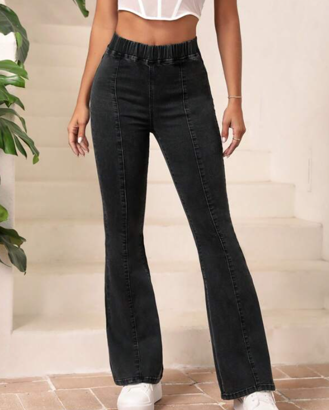 Pantalón de Mezclilla Negro de Pierna Amplia - Talla 40-6