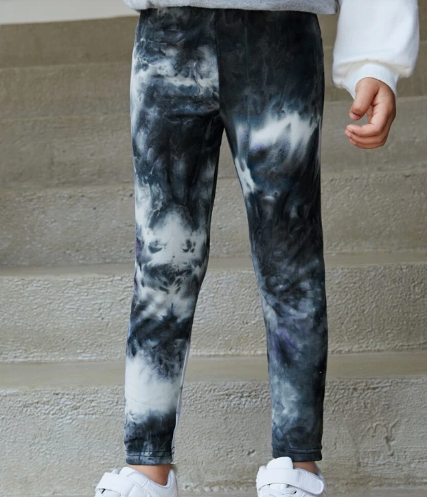 🌀 Leggings Infantiles Tie-Dye en Tonos Gris y Negro - Talla 4 años-4