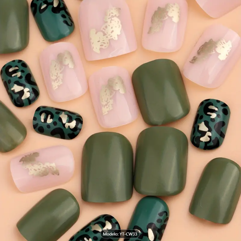 Uñas Cortas Cuadradas - Diseño Contrastante-3