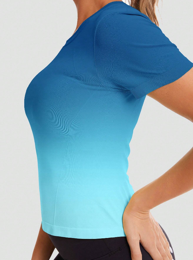 Camiseta Deportiva Sin Costuras de Manga Corta y Cuello Redondo - Talla L-2