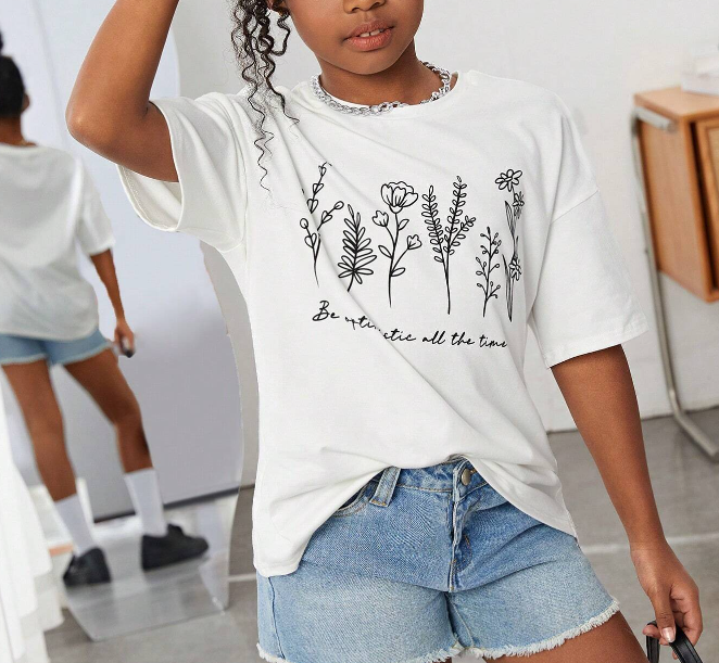 🌸 Polera Oversized "Be Optimistic" – Estilo Natural y Positivo - Talla 8 años-4