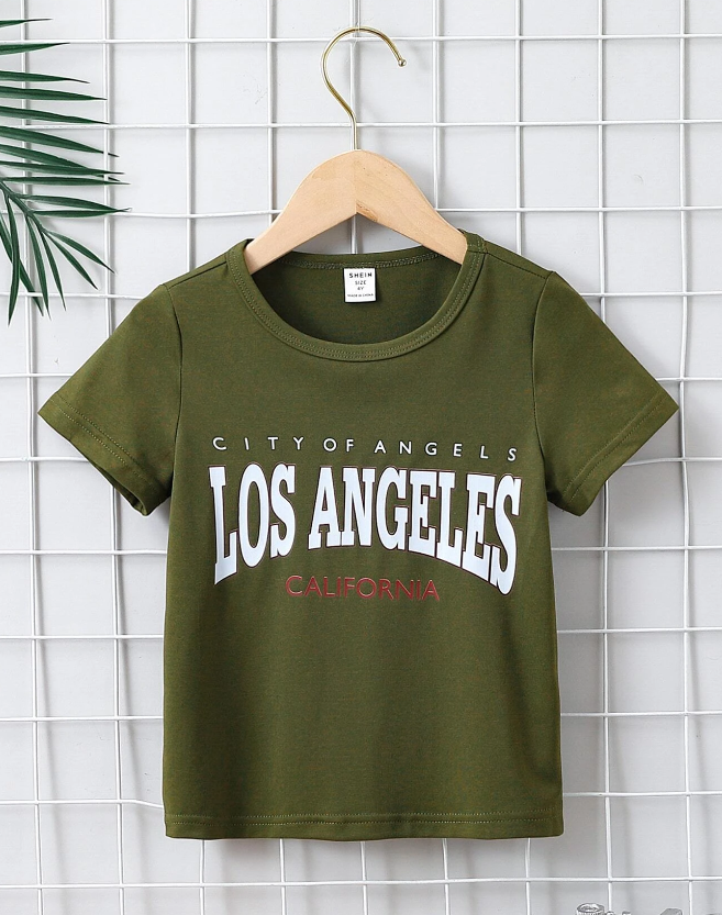 Camiseta Verde Militar "Los Angeles"-2