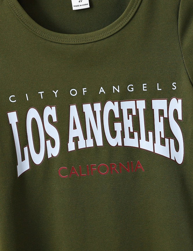 Camiseta Verde Militar "Los Angeles"-3
