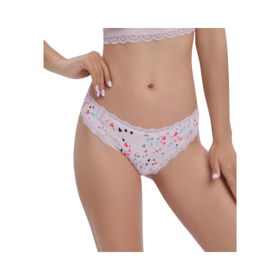 Tanga Rosa Pálido con Encaje en Contraste-0