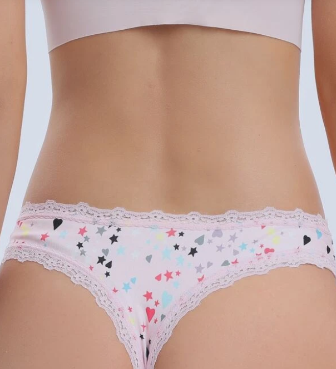 Tanga Rosa Pálido con Encaje en Contraste-1