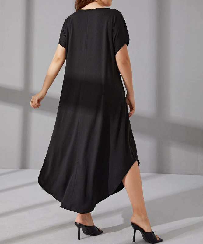 🖤 Vestido Negro Bordado – Estilo Casual con Detalles Únicos - Talla 3XL-3