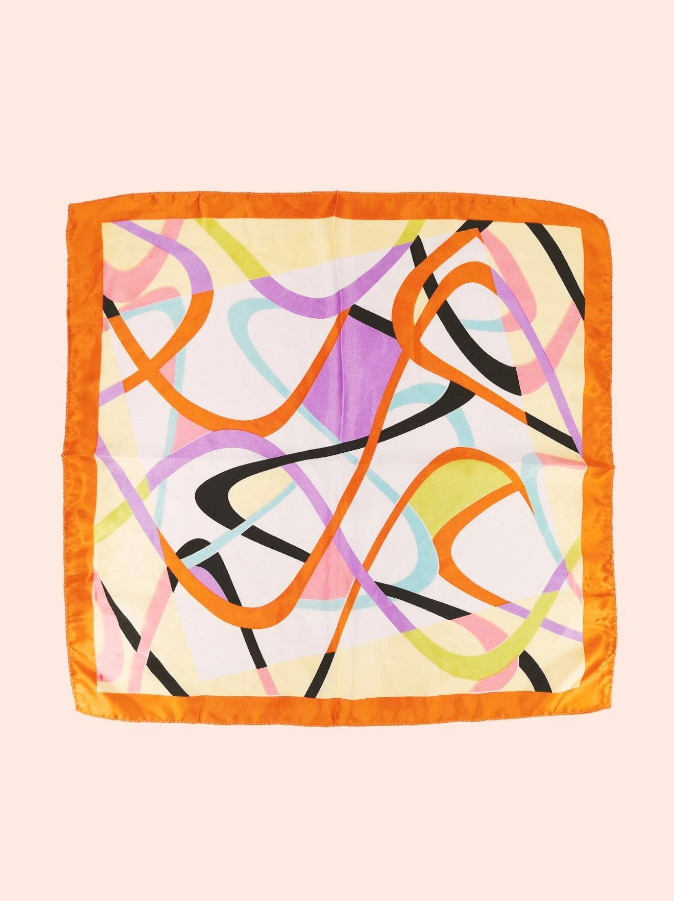 🧡 Pañuelo Seda – Diseño Abstracto & Estilo Artístico-4