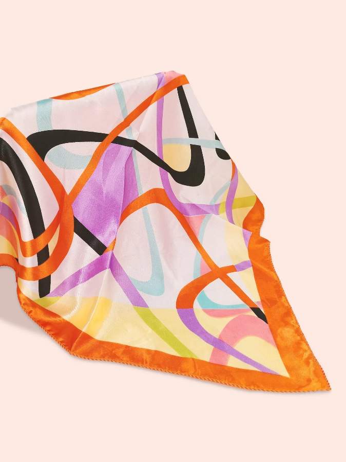 🧡 Pañuelo Seda – Diseño Abstracto & Estilo Artístico-5