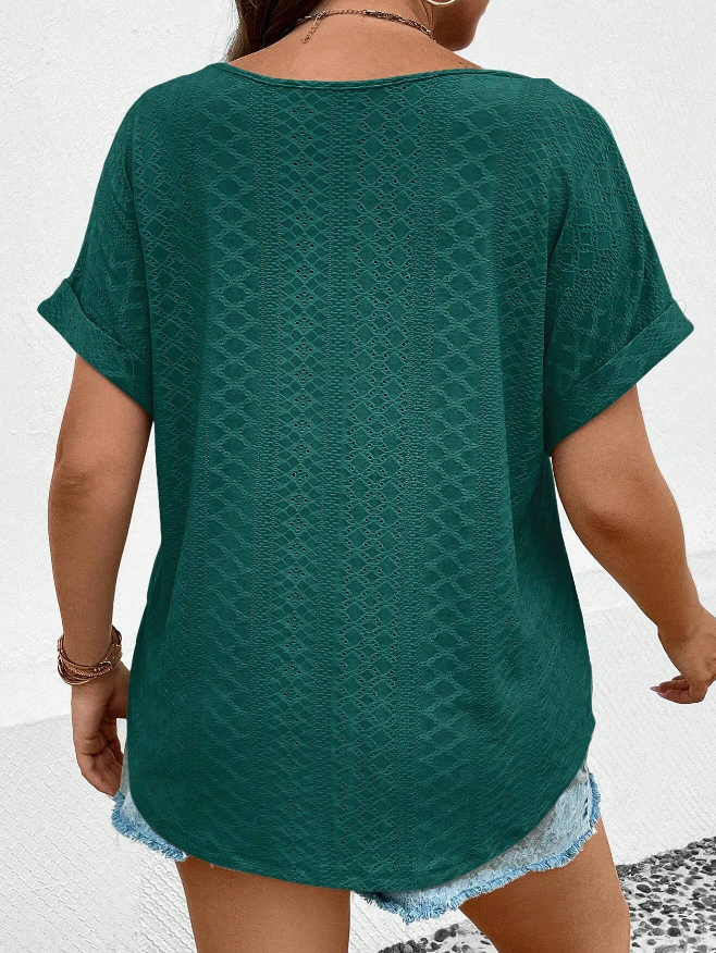 Camiseta Casual Lisa con Cuello en V - Talla XL-2