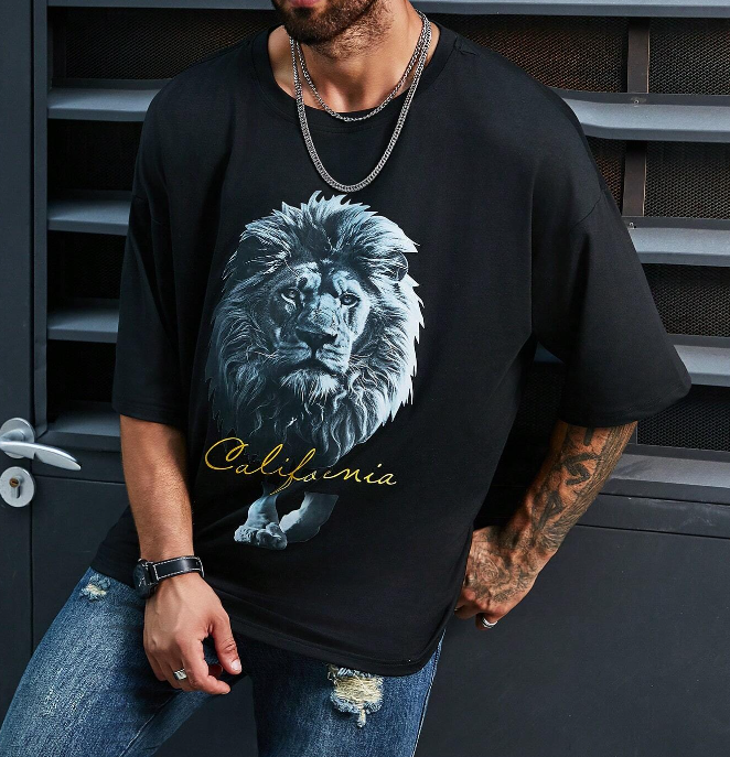 Camiseta Oversize Hombre – Estampado León California - Talla 4XL-3
