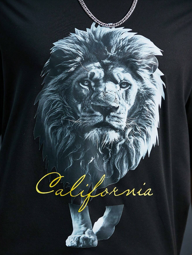 Camiseta Oversize Hombre – Estampado León California - Talla 4XL-5