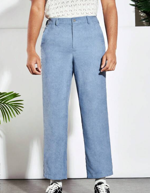 Pantalón Pierna Recta - Celeste - Talla XL-3