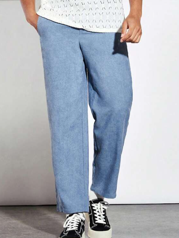 Pantalón Pierna Recta - Celeste - Talla XL-4