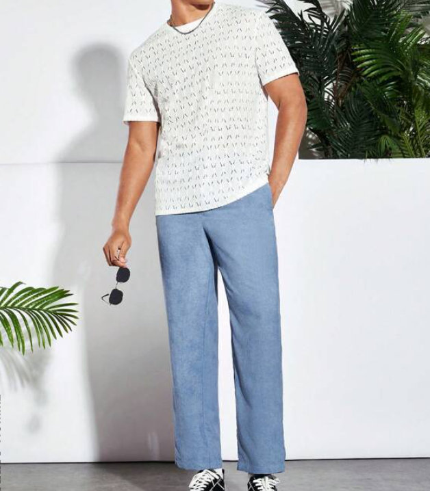 Pantalón Pierna Recta - Celeste - Talla XL-5