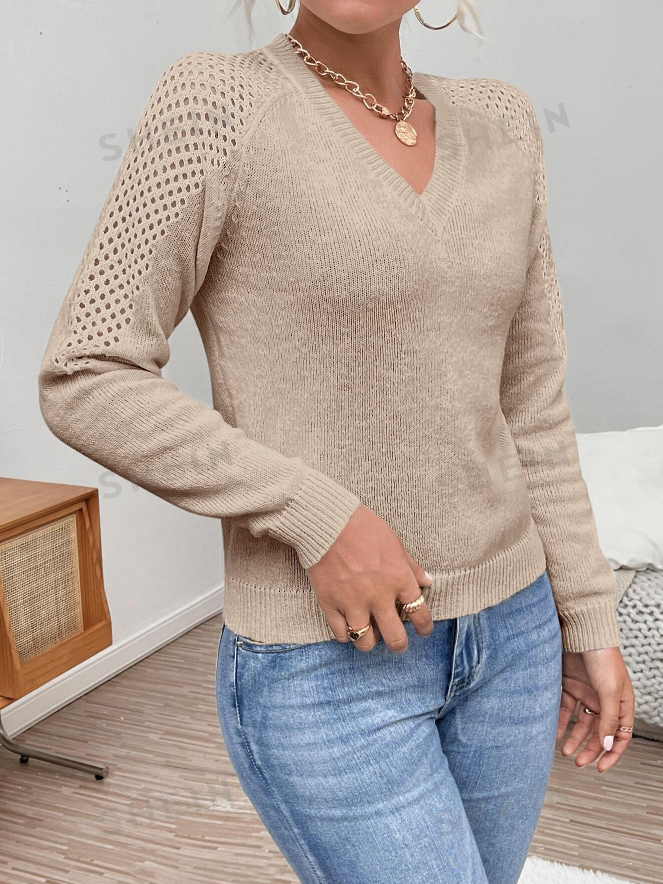 🤎 Jersey de Punto de Malla con Manga Raglán - Talla L-5