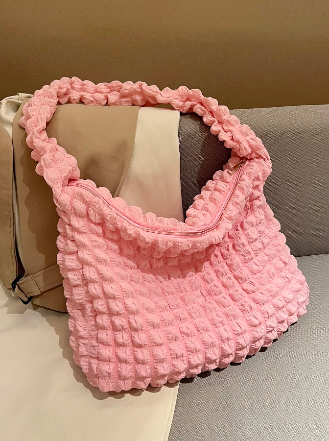 Bolso de Tela Cuadriculada - Lila y Rosa-2