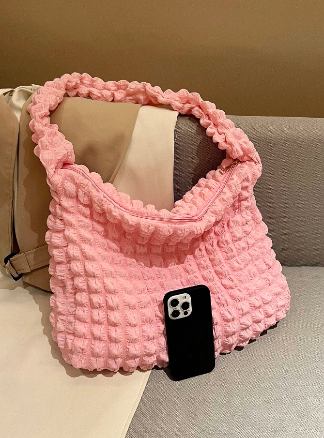 Bolso de Tela Cuadriculada - Lila y Rosa-6