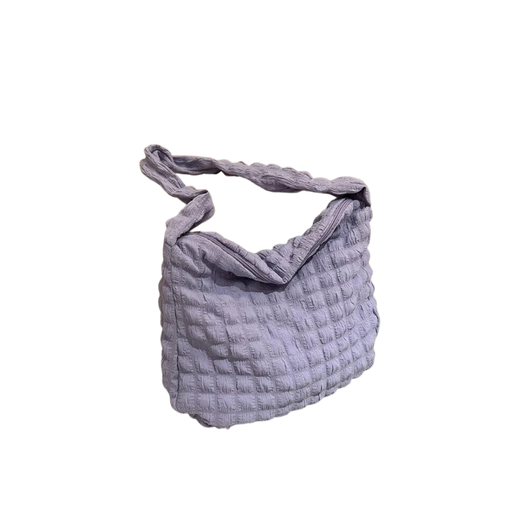 Bolso de Tela Cuadriculada - Lila y Rosa-0